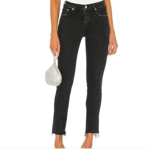 Agolde Toni Frayed Raw Hem Black Jeans Size 27